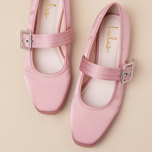 Lulus Shoes - Lulus Rawler Dusty Rose Satin Buckle Ballet Flats/NIB/7M